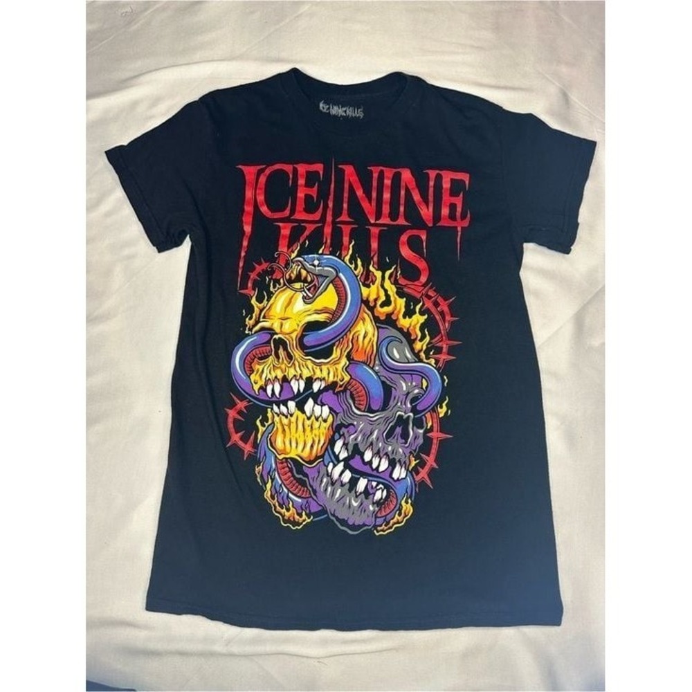Ice Nine Kills Graphic Band Tee - Black with Neon Skull Art‎